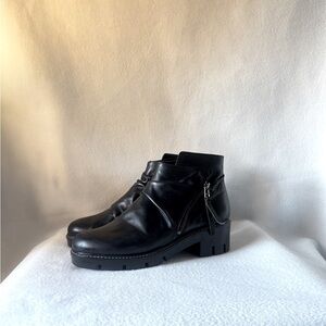 Golo Sharp - Hey Size 10 Women’s Black Ruched Angular Zip Leather Ankle Boots